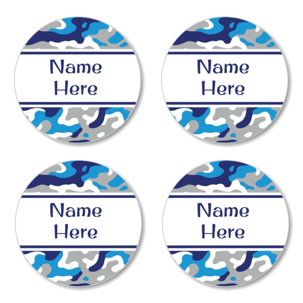 Camo Round Name Labels 30pk